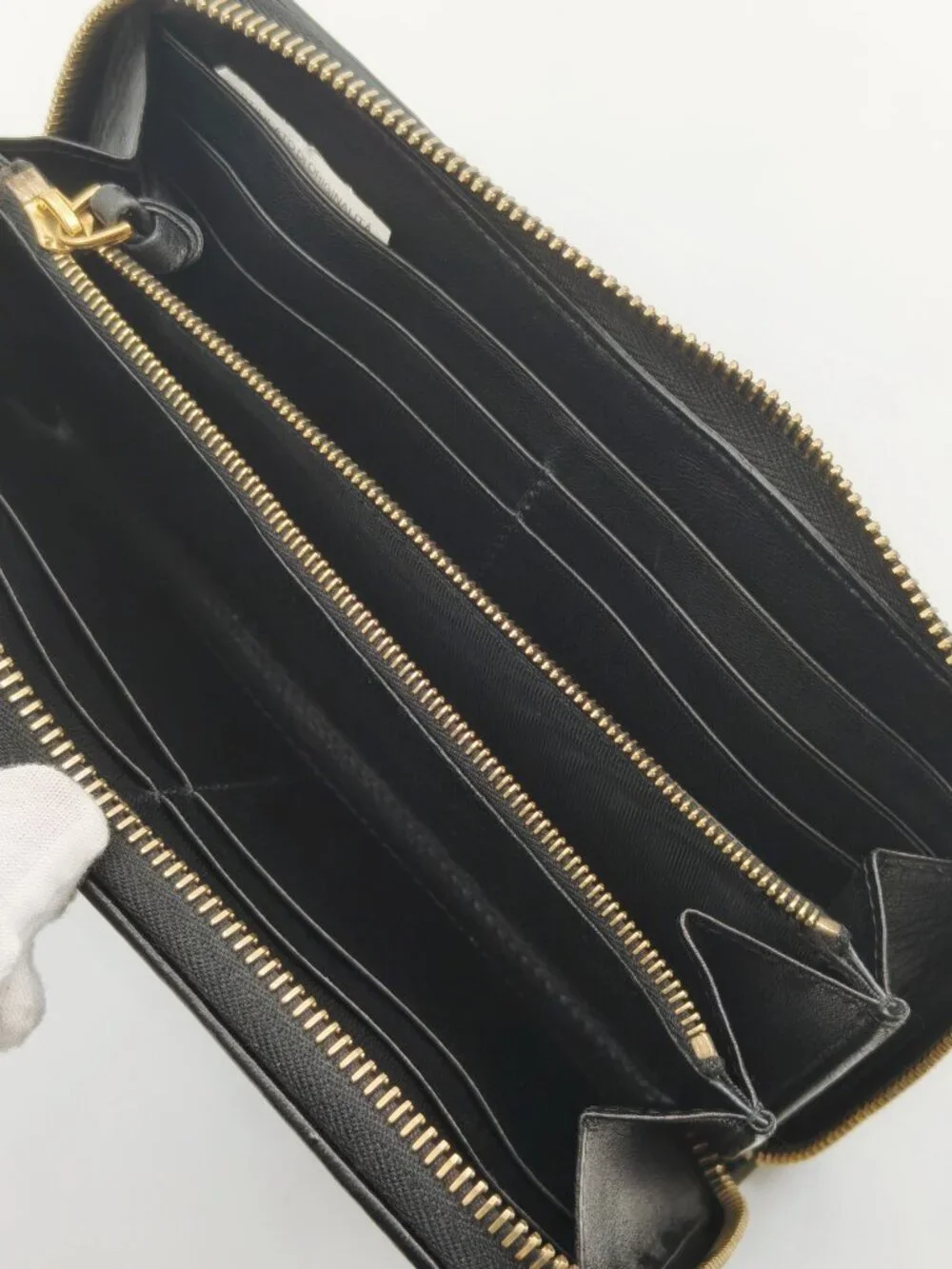 Bottega Veneta Intrecciato Zip Around Long Wallet Black Leather Auth Italy